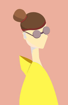 girl with glasses stylized vector illustrationのイラスト素材