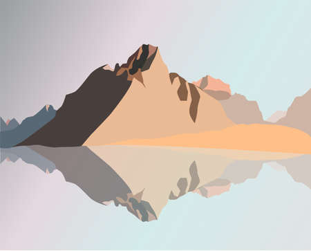 landscape of mountains at sunsetのイラスト素材