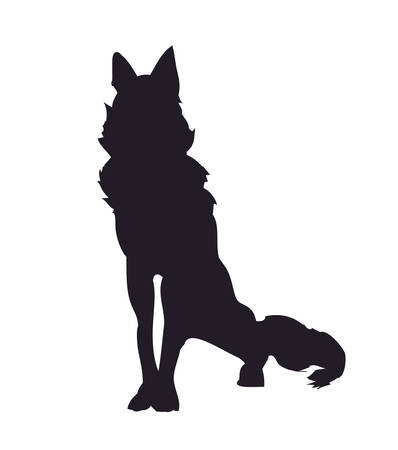 dog sitting, silhouette, vector, white backgroundのイラスト素材