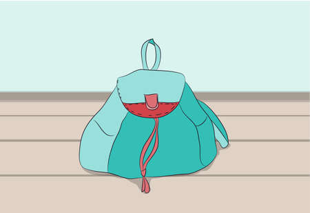 vector image backpack hanging on wallのイラスト素材