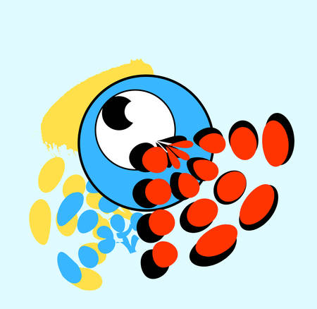 Vector abstract background, pink and blue stripes and shapes.のイラスト素材