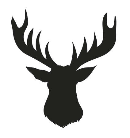 deer portrait drawing silhouette, vector, white backgroundのイラスト素材