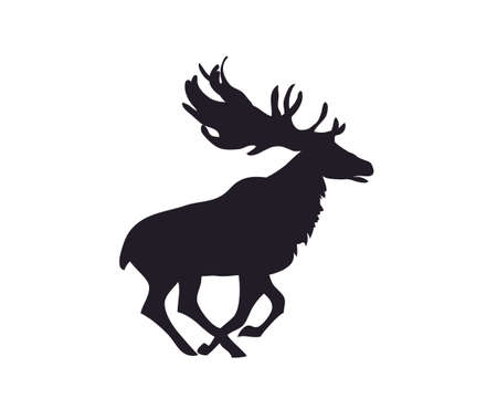 vector illustration of a deer that runs, vector, white background, silhouetteのイラスト素材