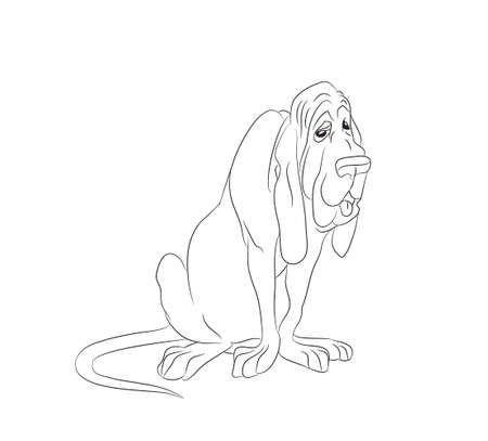 dog sitting 
drawing lines, vector, white backgroundのイラスト素材