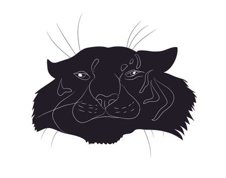 vector illustration portrait tiger drawing silhouette, vector, white backgroundのイラスト素材