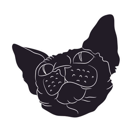 Cat silhouette vector, white background, cat portraitのイラスト素材