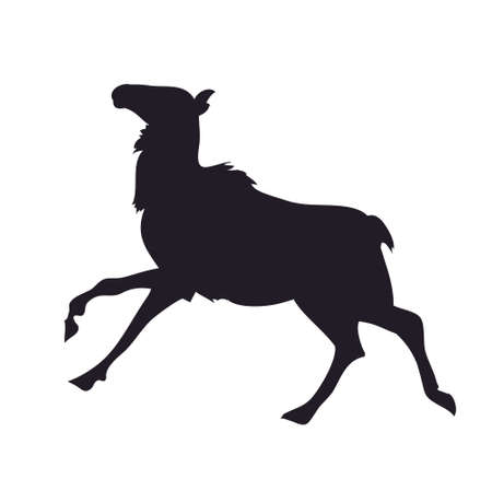 vector illustration of a deer that runs, vector, white background, silhouetteのイラスト素材
