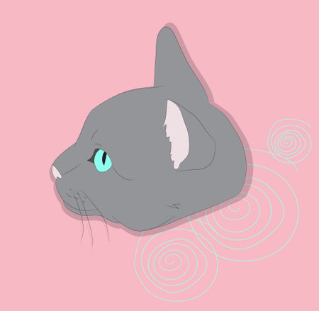 vector illustration of a portrait of a cat on a colored background, bright background, vector