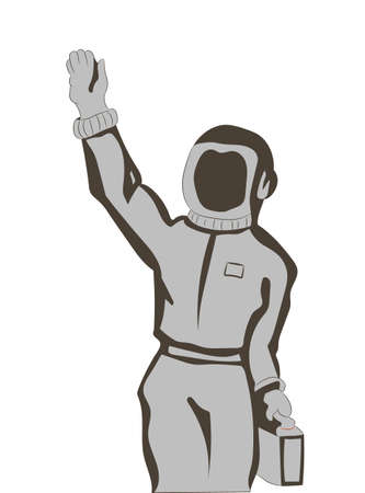 vector illustration of an astronaut woman, vector, white backgroundのイラスト素材