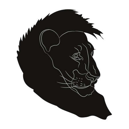 lion vector, drawing silhouette, vector, white backgroundのイラスト素材