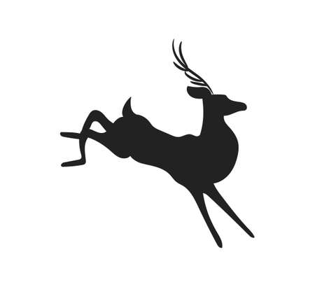 vector illustration, deer, drawing silhouette, vector, white backgroundのイラスト素材