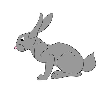 vector illustration of a rabbit that sits, drawing color, vector, white backgroundのイラスト素材