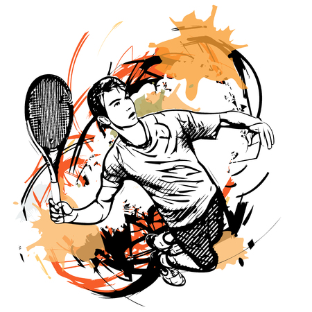 tennis player on watercolorのイラスト素材