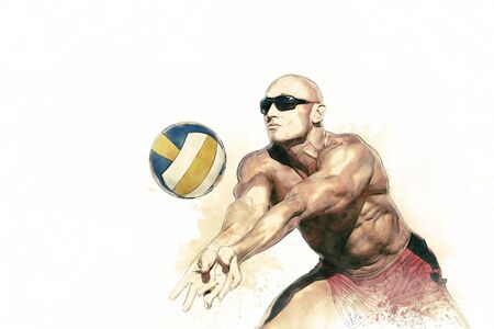 Beach volleyball player in action 2の写真素材