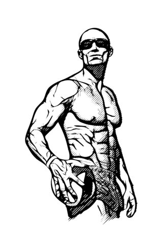 Beach volleyball player poseのイラスト素材