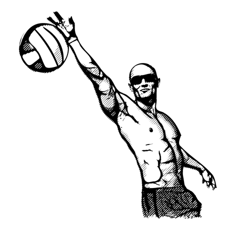 Beach volleyball player in action 1のイラスト素材