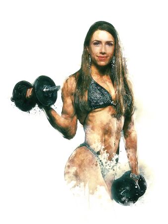 fitness woman working out with dumbbellsの写真素材