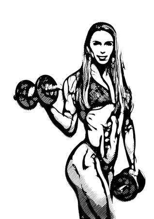 fitness woman vector illustration on whiteのイラスト素材