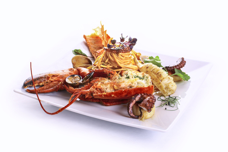 whole grain spaghetti with the gifts of the seaの写真素材