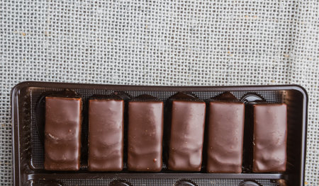 Delicious chocolate pralines in the black boxの写真素材