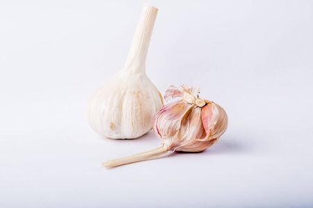 Garlic isolated on white background, studio shotの写真素材