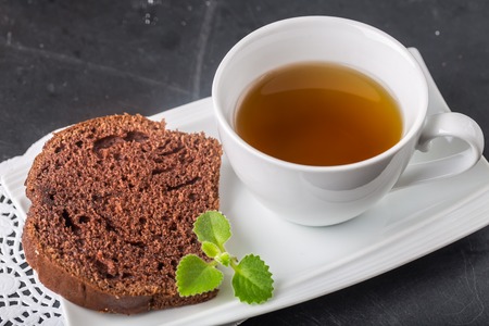 Polish cake for Christmas and cup of teaの写真素材