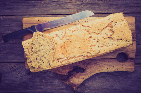 Vintage photo of homemade traditional Polish wheat sourdough bread