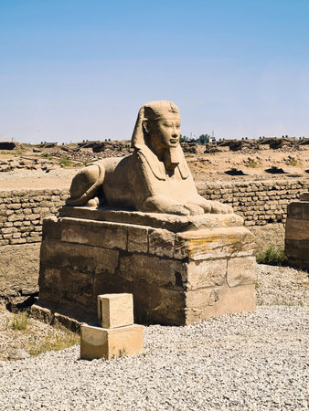 Statue of Sphinx at Karnak temple, Luxor, Egypt