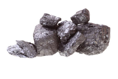 Pieces of coal isolatedの写真素材