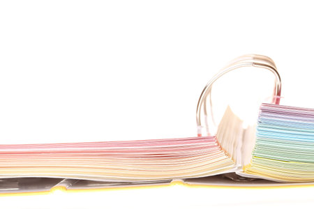 file folder with documents and papers isolated on white