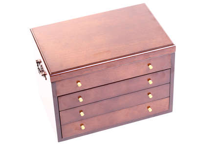 handle dark wooden trunk, chest box nobody isolatedの写真素材