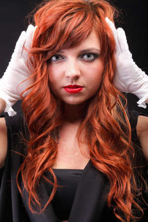 lovely redhead - Young beautiful red haired woman blue eyeの写真素材