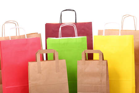 Shopping colorful bag recycle gift bags isolated backgroundの写真素材