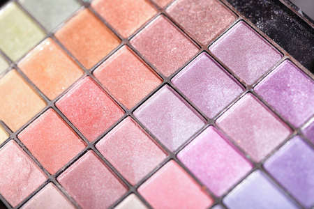 Set of professional colorful eyeshadow palette in close-up viewの写真素材