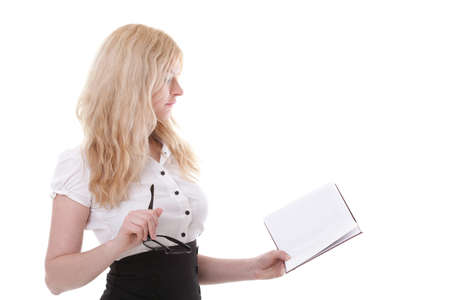 girl with book - Beautiful young woman with books isolated on a white backgroundの写真素材