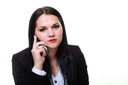 modern business woman talking phone white backgroundの写真素材