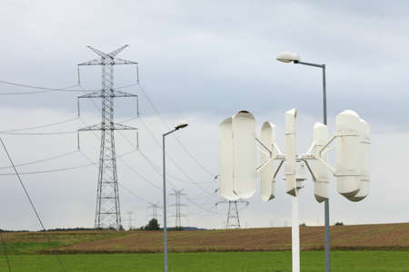 windmills for electric power production and electricalの写真素材