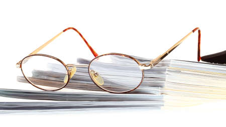 glasses eBook reader white isolated background nobodyの写真素材