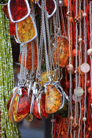 Beautiful red colour gemstone necklace background - nobodyの写真素材