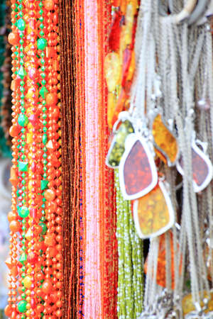 Beautiful red colour gemstone necklace background - nobodyの写真素材