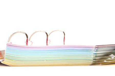 file folder with documents and papers isolated on whiteの写真素材