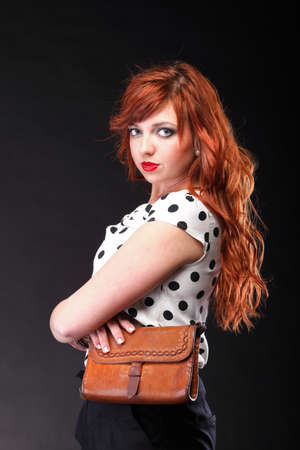 lovely redhead - Young beautiful red haired woman blue eyeの写真素材