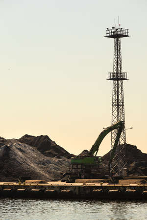 Crane working in harbour.の写真素材