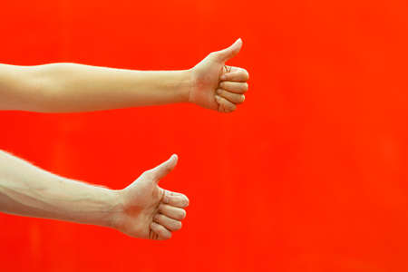 Two hands thumbs up.の写真素材