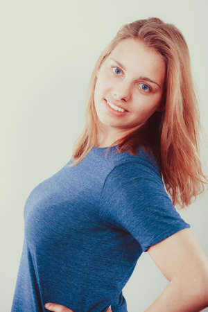 Attractive pretty young woman girl. Portrait of gorgeous female.の写真素材