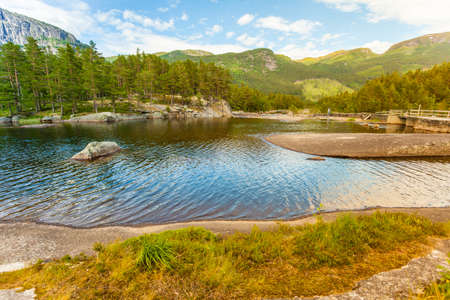 Beautiful view of norwegian mountain river in summer.の写真素材