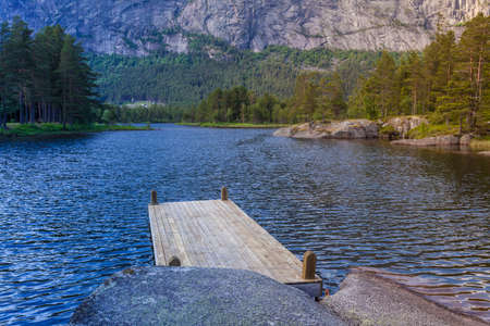 Beautiful view of norwegian mountain river in summer.の写真素材