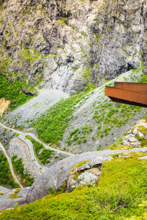 Trolls Path Trollstigen or Trollstigveien serpentine scenic mountain road in Norway Europe, popular tourist attraction.の写真素材