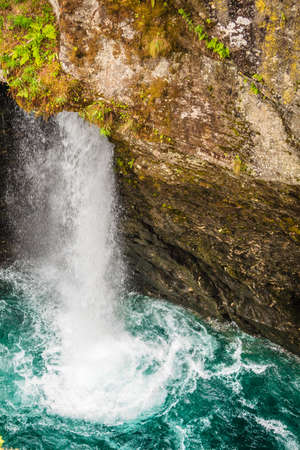 Tourist attraction in Norway, Europe. Gudbrandsjuvet waterfalls located in the Valldalen valley, between Valldal and Trollstigenの写真素材