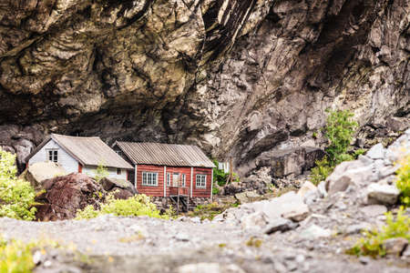 The Helleren houses in Jossingfjord along road 44 between Egersund and Flekkefjord, Sokndal municipality, Norway.のeditorial素材